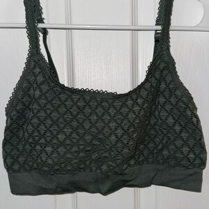 aerie Black Lace-Pattern Bralette
